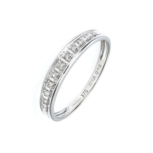 9ct White Gold Diamond 11 Stone Column Bars Eternity Ring 1.5mm - PR0AXL4668W