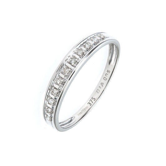 9ct White Gold Diamond 11 Stone Column Bars Eternity Ring 1.5mm - PR0AXL4668W