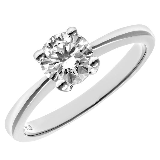 Platinum Round 3/4ct Diamond 4 Claw Solitaire Engagement Ring - PR0AXL4689PTJPK