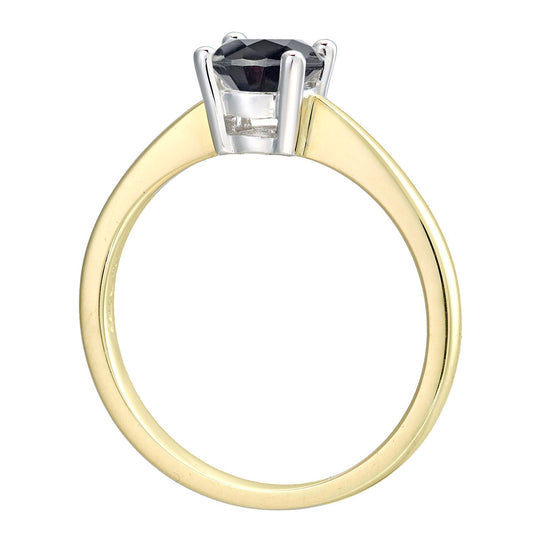 18ct Gold Round 1ct Diamond 4 Claw Solitaire Engagement Ring - PR0AXL4689Y18BLK