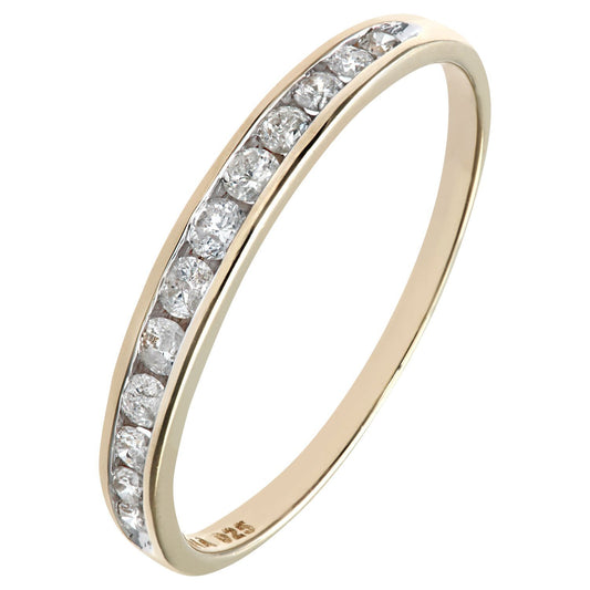 9ct Gold 1/4ct Diamond Dozen Stone Channel Eternity Ring 1.5mm - PR0AXL4775Y