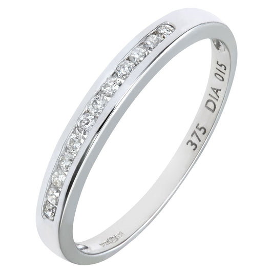 9ct White Gold Diamond Dozen Stone Channel Set Eternity Ring 2mm - PR0AXL4828W