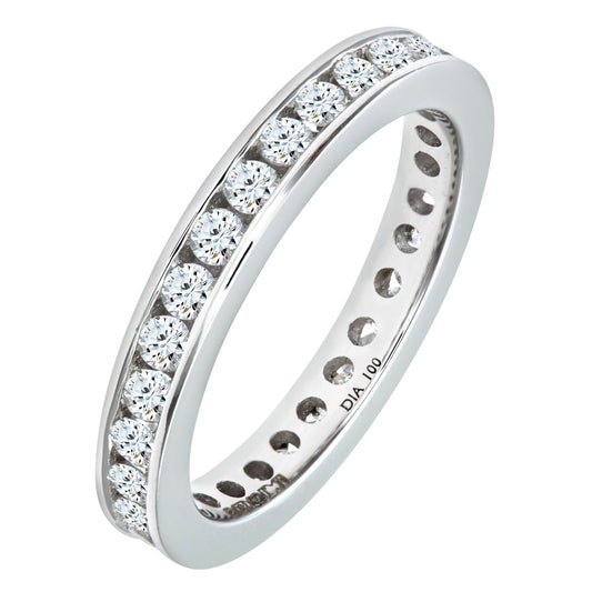 18ct White Gold 1ct Diamond Channel Set Full Eternity Ring 3mm - PR0AXL511618KW