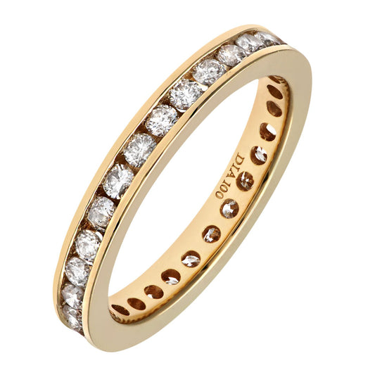 18ct Gold Round 1ct Diamond Channel Set Full Eternity Ring 3mm - PR0AXL511618KY