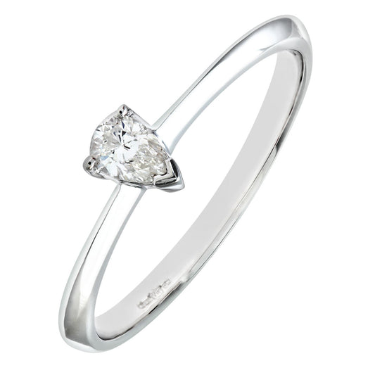 9ct White Gold Pear 15pts Diamond Rain Drop Engagement Ring - PR0AXL5469W