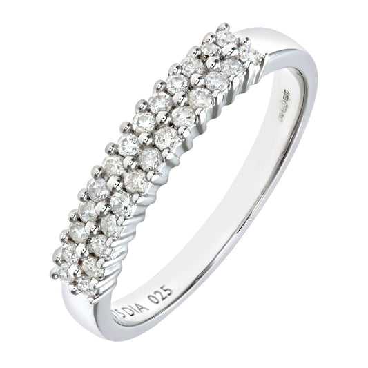 9ct White Gold 1/4ct Diamond 26 Stone 2 Row Eternity Ring 2.5mm - PR0AXL5493W