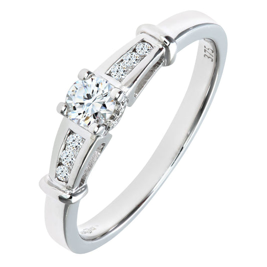 9ct White Gold 1/4ct Diamond Love Heart Raised Bridge Ring - PR0AXL5539W
