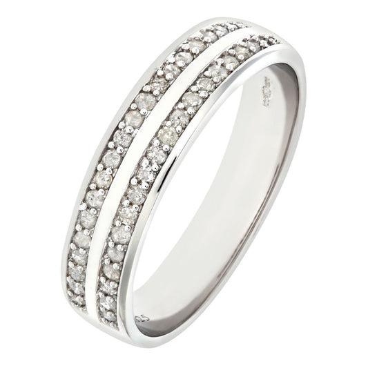 9ct White Gold 1/4ct Diamond Double Row Channel Eternity Ring - PR0AXL6231W