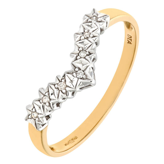 9ct Gold Diamond Seven Stars Illusion Wishbone Eternity Ring 2mm - PR0AXL6437Y