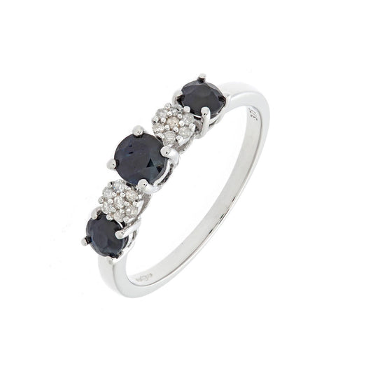 9ct White Gold Diamond Sapphire Trilogy Eternity Ring 1.5mm - PR0AXL6862WSA