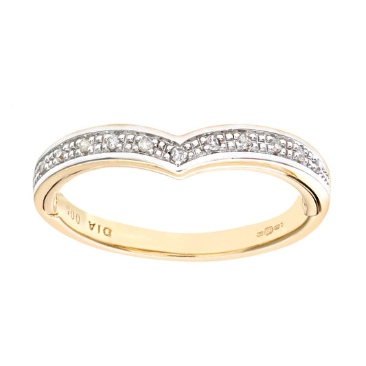 9ct Gold Round 5pts Diamond Heart Wishbone Eternity Ring 1mm - PR0AXL7093Y
