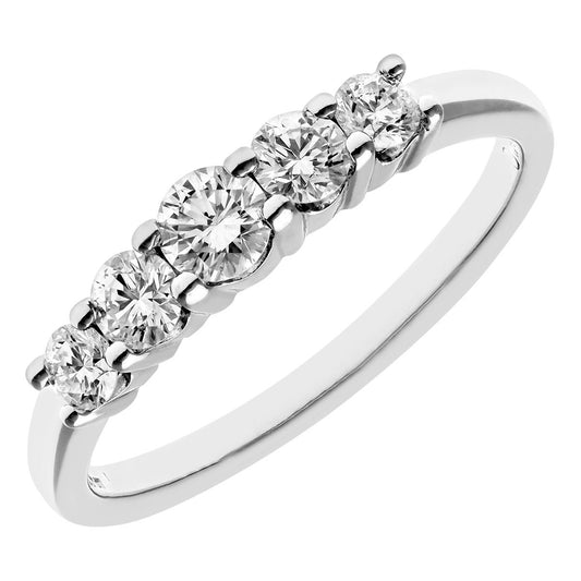 18ct White Gold Diamond 5 Stone Eternity Ring 3mm 0.50CT I-J/I1 - PR0AXL7899W18JPK