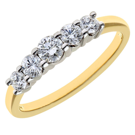 18ct Gold Diamond 5 Stone Eternity Ring 3mm 0.50CT H/SI - PR0AXL7899Y18HSI