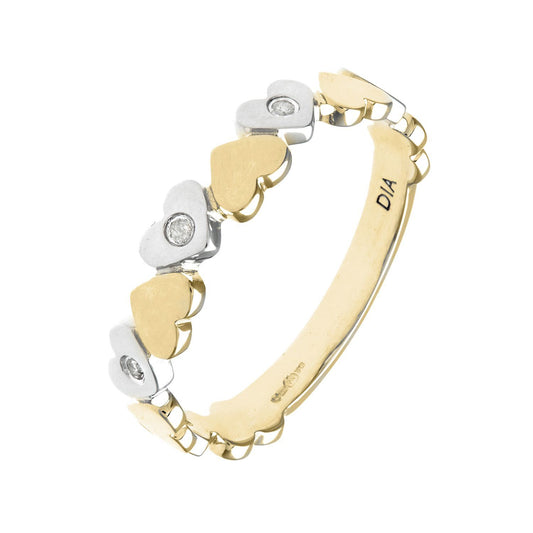 9ct White & Yellow Gold 3pts Diamond Heart Wedding Dress Ring - PR0AXL8735YW
