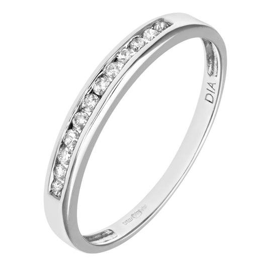 9ct White Gold Diamond Channel Set 12 Stone Eternity Ring 1.5mm - PR0AXL8924W