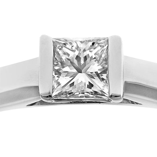 18ct White Gold Princess 1/4ct Diamond Channel Bar Solitaire Ring - PR0AXL915018KW