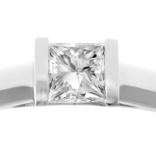 18ct White Gold Princess 1/2ct Diamond Channel Bar Solitaire Ring - PR0AXL915218KW