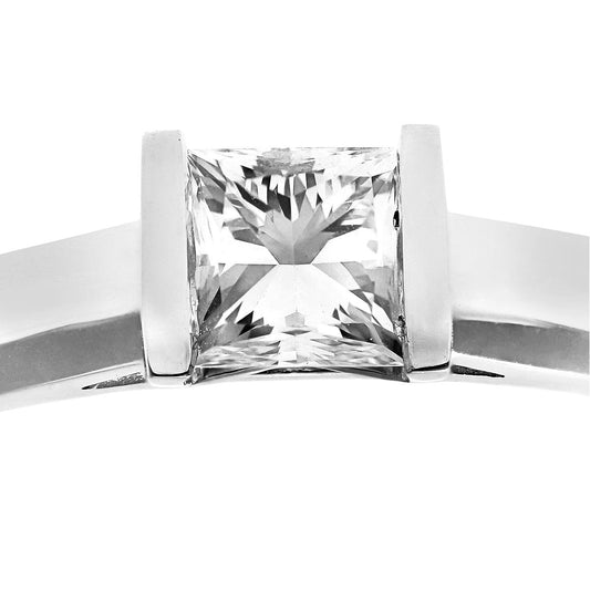 18ct White Gold Princess 3/4ct Diamond Channel Bar Solitaire Ring - PR0AXL915318KW