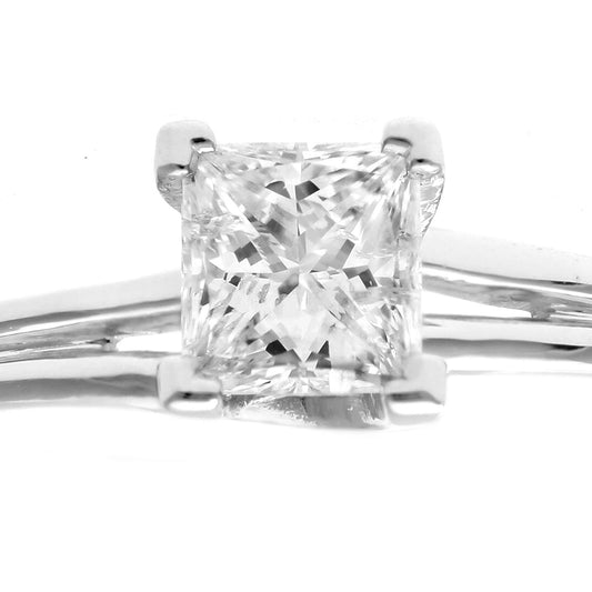 18ct White Gold Princess 1/2ct Diamond L-Shape Solitaire Ring - PR0AXL915818KW