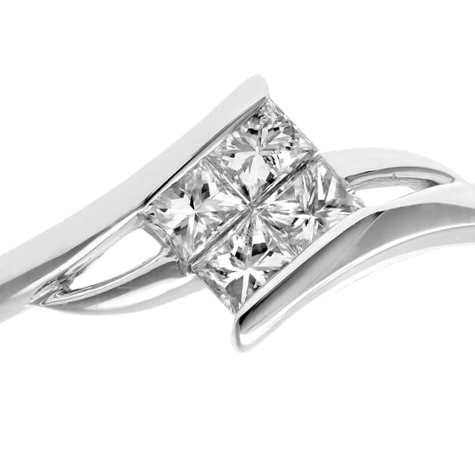 18ct White Gold Princess 1/4ct Diamond Illusion Solitaire Ring - PR0AXL916618KW