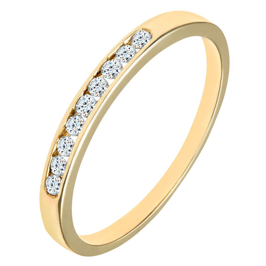 9ct Gold 14pts Diamond Channel Set 9 Stone Half Eternity Ring 2mm - PR0AXL9286Y