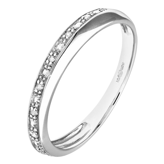 9ct White Gold 2pts Diamond Pave Edge Half Eternity Ring 3mm - PR0AXL9832W