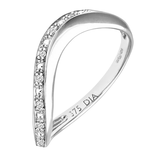 9ct White Gold 3pts Diamond Wobbly Wavy Half Eternity Ring 1.5mm - PR0AXL9834W