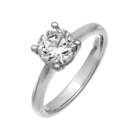 18ct White Gold 1.5ct Diamond 4 Claw Solitaire Engagement Ring - PR0AXL9987W18JPK