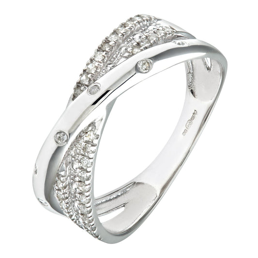9ct White Gold 15.3pts Diamond Crossover Eternity Ring 2.5mm - PR1AXL0178W