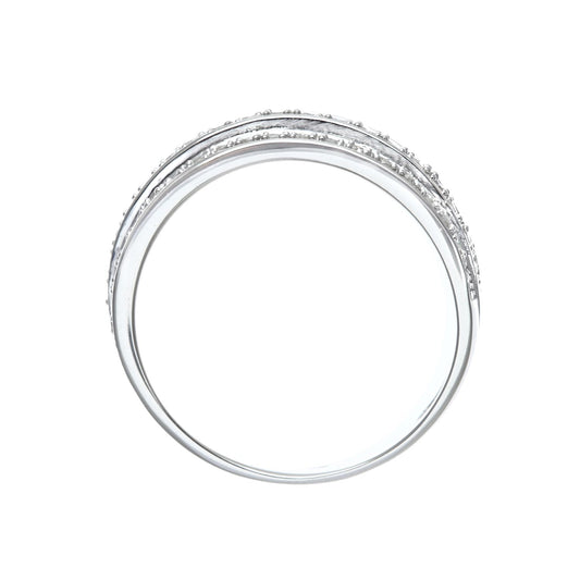 9ct White Gold Round 1/4ct Diamond Tiered 3 Row Eternity Ring 5mm - PR1AXL0180W