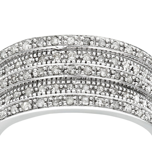 9ct White Gold Round 1/2ct Diamond Tiered 5 Row Eternity Ring 9mm - PR1AXL0181W
