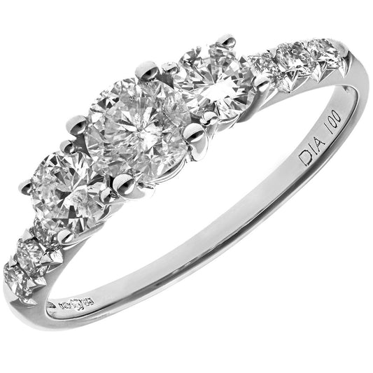 18ct White Gold Round Diamond Engagement Engagement Ring - PR1AXL096518KW