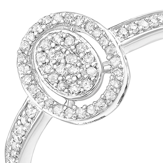 9ct White Gold Round 20pts Diamond Halo Engagement Ring - PR1AXL1408W