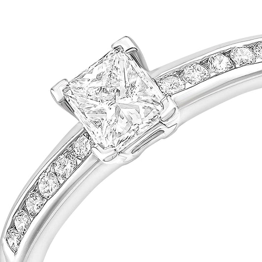 9ct White Gold Princess 1/3ct Diamond L-Shape Solitaire Ring - PR1AXL2275W