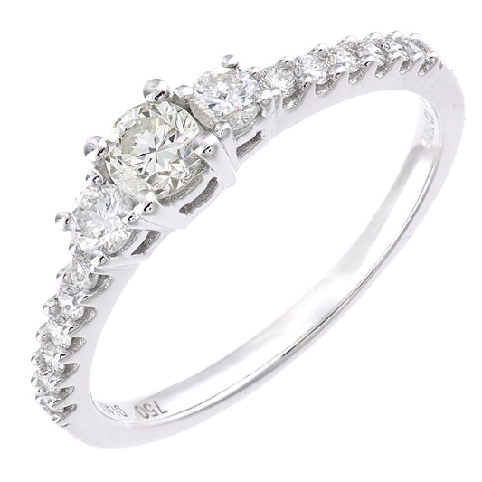 18ct White Gold 0.35ct Diamond Raised Graduated Trilogy Ring - PR1AXL2320W18