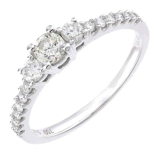 18ct White Gold 0.35ct Diamond Raised Graduated Trilogy Ring - PR1AXL2320W18