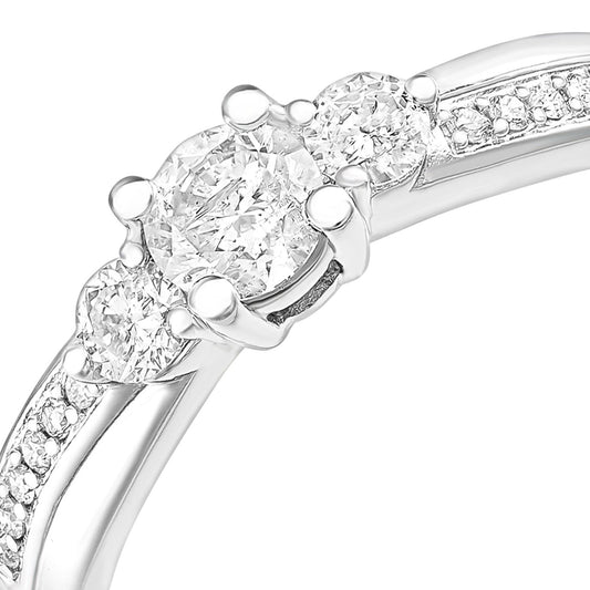 18ct White Gold 0.44ct Diamond 6pts Graduated Trilogy Ring - PR1AXL2321W18