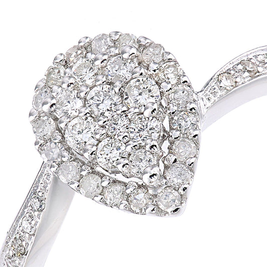 9ct White Gold Round 0.38ct Diamond Teardrop Engagement Ring - PR1AXL2344W