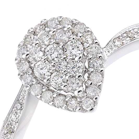 9ct White Gold Round 0.38ct Diamond Teardrop Engagement Ring - PR1AXL2344W