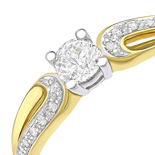 9ct Gold 20pts Diamond 5pts Ribbon Tail Solitaire Engagement Ring - PR1AXL2350Y