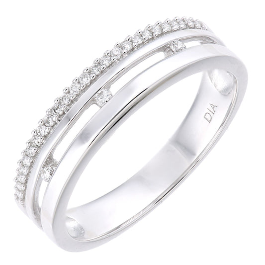18ct White Gold Diamond Split Channel Crown Style Eternity Ring - PR1AXL2365W18