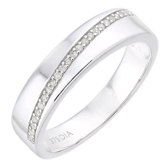 9ct White Gold Diamond Diagonal Pave Panel Eternity Ring 3.5mm - PR1AXL2369W