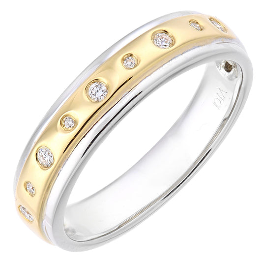 9ct 2-Colour Gold Lil n Large 9 stone Diamond Bubble Wedding Ring - PR1AXL2375YW