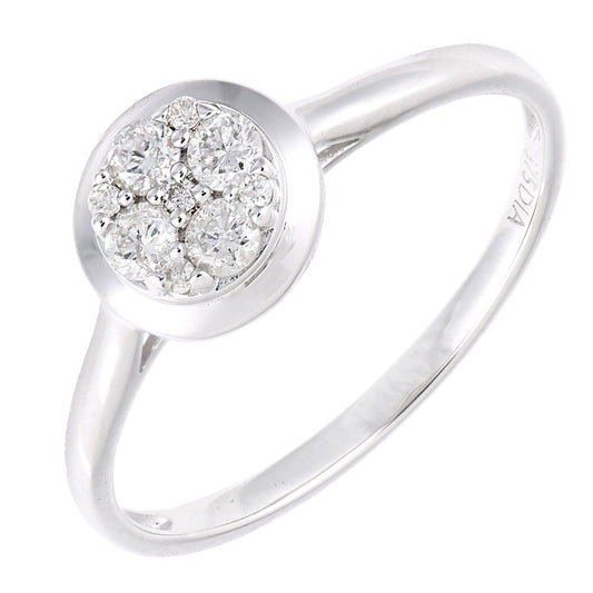 9ct White Gold Round 23pts Diamond Halo Engagement Ring - PR1AXL2391W