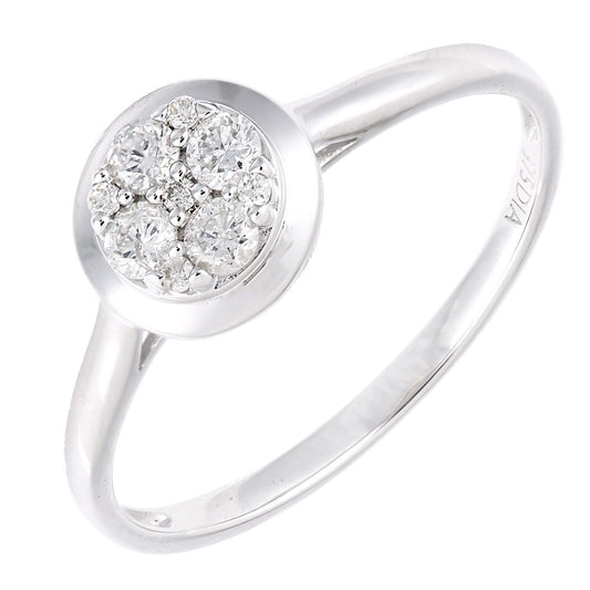 9ct White Gold Round 23pts Diamond Halo Engagement Ring - PR1AXL2391W