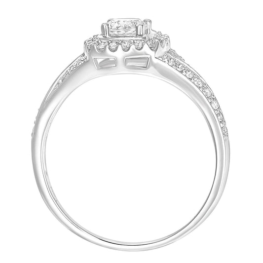 18ct White Gold 0.35ct Diamond 1/4ct Pave Halo Solitaire Ring - PR1AXL2593W18