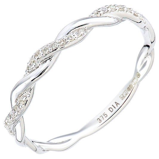 9ct White Gold Round 7pts Diamond Crossover Eternity Ring 2mm - PR1AXL2706W