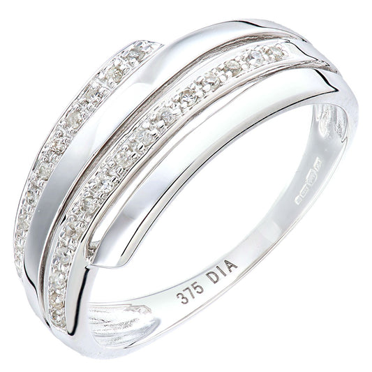 9ct White Gold 8pts Diamond Dual Pave Eternity Ring 1.5mm - PR1AXL2709W