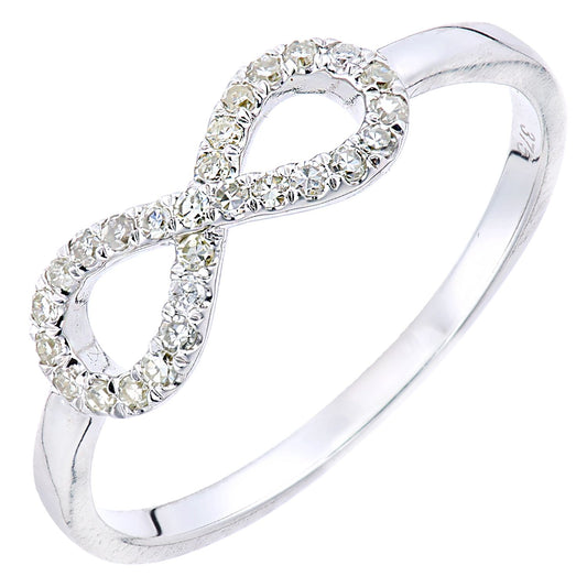 9ct White Gold Round 15pts Diamond Infinity Dress Ring - PR2AXL0431W