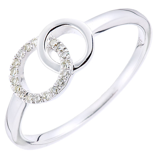 9ct White Gold Round 5pts Diamond Interlocked Dress Ring - PR2AXL0437W